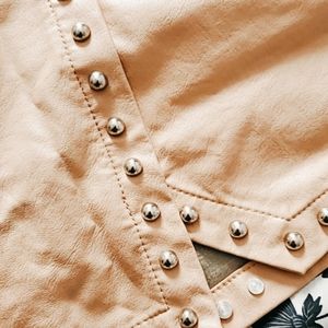 Forever21 Faux Leather Studded Skirt in Rose Gold
